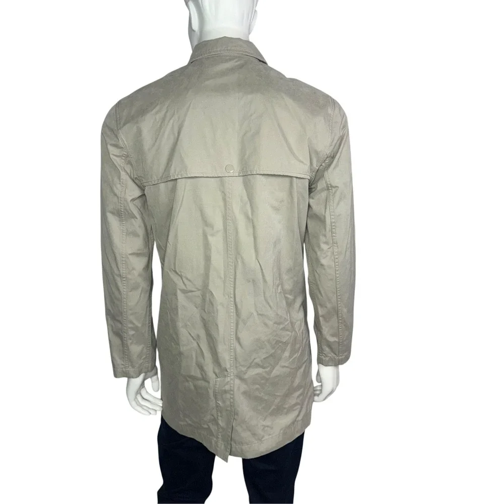 CPO Provisions Shipmen Supply Tan Khaki Zip Front Snap Trench Coat Jacket Size M